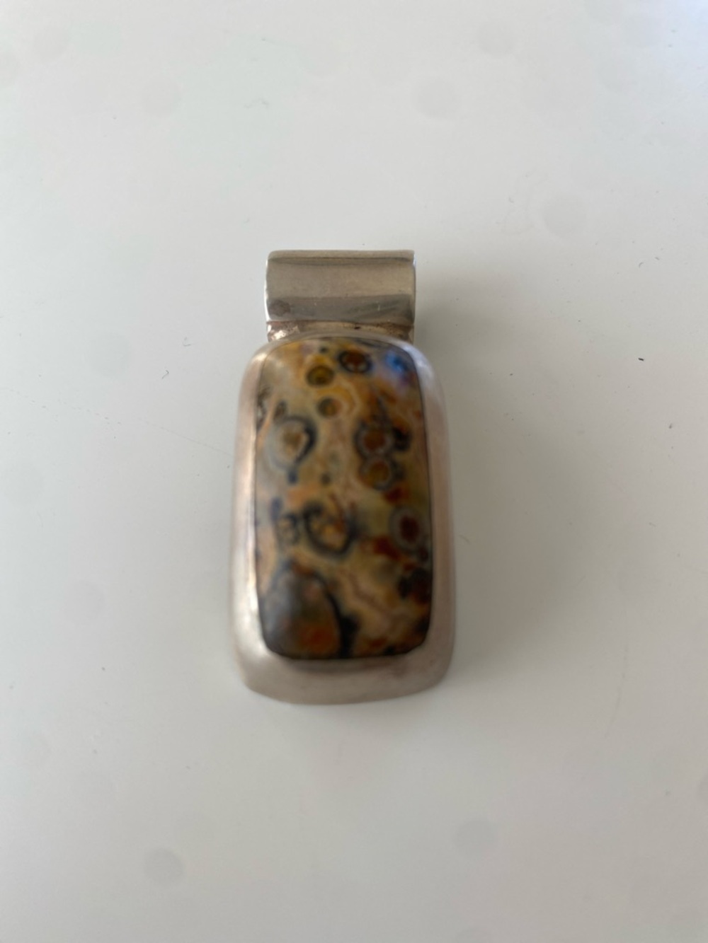 Sterling Silver Ocean Jasper Pendant in Brown and Tan Tones